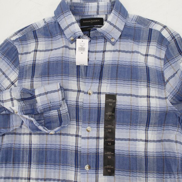 NWT Banana Republic shirt Men's XS Crinkle Slim Fit Untucked lightweight casual - Picture 1 of 12